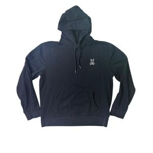 Psycho Bunny Mens Black Logo Graphic Pullover Hoodie Sweatshirt XL